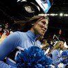 CHARLOTTE, NC - MARCH 29:  North Carolina Tar Heels cheerleader performs during the game against the against the Louisville Cardinals during the 2008 NCAA Men's East Regional Final at Bobcats Arena on March 29, 2008 in Charlotte, North Carolina.  (Photo b