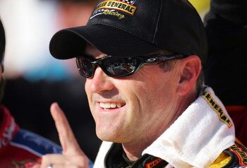 TALLADEGA, AL - APRIL 28:  Bobby Labonte, driver of the #77 Dollar General Chevrolet, gestures the #1 sign as he celebrates in victory lane after winning the NASCAR Busch Series Aaron's 312 at Talladega Superspeedway on April 28, 2007 in Talladega, Alabam