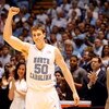 CHAPEL HILL, NC - MARCH 08:  Tyler Hansbrough #50 of the North Carolina Tar Heels thanks fans as his head coach Roy Williams(L) and father, Gene (R), watch on before the start of their game against the Duke Blue Devils on senior night at the Dean E. Smith