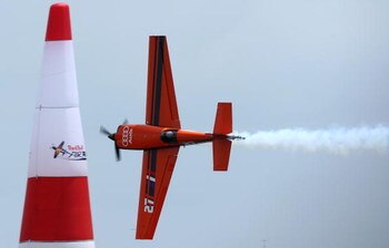 SAN DIEGO - MAY 4: Nicolas Ivanoff of France flies the No.27 Extra 300SR during Race Day for the Red Bull Air Race World Series on May 4, 2008 in San Diego, California.  (Photo by Donald Miralle/Getty Images)