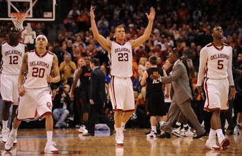 OKLAHOMA CITY - MARCH 12:  Blake Griffin #23 of the Oklahoma Sooners during the Phillips 66 Big 12 Men's Basketball Championship Quarterfinals at the Ford Center March 12, 2009 in Oklahoma City, Oklahoma.  (Photo by Ronald Martinez/Getty Images)