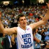 ATLANTA - MARCH 13:  Tyler Hansbrough #50 of the North Carolina Tar Heels reacts after defeating the Virginia Tech Hokies 79-76 during day two of the 2009 ACC Men's Basketball Tournament on March 13, 2009 at the Georgia Dome in Atlanta, Georgia.  (Photo b