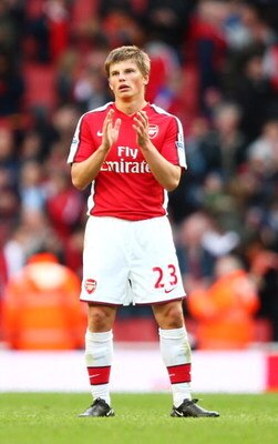 LONDON - MARCH 14:  Andrei Arshavin of Arsenal celebrates after the Barclays Premier League match between Arsenal and Blackburn Rovers at Emirates Stadium on March 14, 2009 in London, England.  (Photo by Clive Mason/Getty Images)