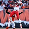 CINCINNATI - DECEMBER 28: Dwayne Bowe #82 of the Kansas City Chiefs catches a pass while defended by Leon Hall #29 of the Cincinnati Bengals during the NFL game on December 28, 2008 at Paul Brown Stadium in Cincinnati, Ohio. (Photo by Andy Lyons/Getty Ima