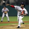 ANAHEIM, CA - OCTOBER 6:  Pitcher Pedro Martinez #45 of the Boston Red Sox delivers a pitch during the American League Division Series with the Anaheim Angels, Game Two on October 6, 2004 at Angels Stadium at Anaheim in Anaheim, California.   (Photo by St