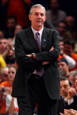 NEW YORK - MARCH 12: Head Coach Jim Calhoun of the Connecticut Huskies looks on from the sidelines during a game against the Syracuse Orange during the quarterfinals of the Big East Tournament at Madison Square Garden on March 12, 2009 in New York City.  