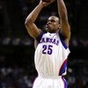 KANSAS CITY, MO - MARCH 12:  Michael Lee #25 of the Kansas Jayhawks shoots a jumper in the first half against the Oklahoma State Cowboys in the Semifinals of the Phillips 66 Big 12 Men's Basketball Tournament at Kemper Arena on March 12, 2005 in Kansas Ci
