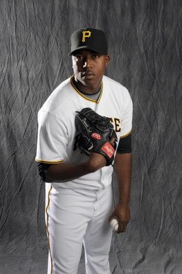 BRADENTON, FL - FEBRUARY 22: Donnie Veal #56 of the Pittsburgh Pirates poses during photo day at the Pirates spring training complex on February 22, 2009 in Bradenton, Florida. (Photo by Rob Tringali/Getty Images)