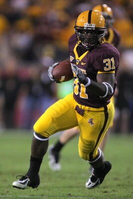 TEMPE, AZ - DECEMBER 01:  Dimitri Nance #31 of the Arizona State carries the ball against the University of Arizona Wildcats during the second quarter at Sun Devil Stadium on December 1, 2007 in Tempe, Arizona.  (Photo by Harry How/Getty Images)  