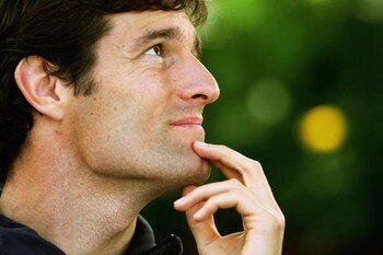 MELBOURNE, AUSTRALIA - MARCH 30:  Mark Webber of Australia and the William-Cosworth team listens to questions as he sits in the paddock prior to the Australian Formula One Grand Prix at the Albert Park Circuit on March 30, 2006 in Melbourne, Australia.  (