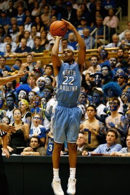 DURHAM, NC - FEBRUARY 11:  Wayne Ellington #22 of the North Carolina Tar Heels shoots a jump shot during the game against the Duke Blue Devils on February 11, 2009 at Cameron Indoor Stadium in Durham, North Carolina.  (Photo by Kevin C. Cox/Getty Images)