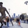 1 Apr 2001: A general view of the Roberto Clemente statue outside of PNC Park in Pittsburgh, Pennsylvania during the game between the New York Mets and the Pittsburgh Pirates. Mandatory Credit: Jamie Squire /Allsport  