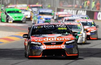 ADELAIDE, AUSTRALIA - MARCH 21:  Craig Lowndes drives the #888 Team Vodafone Ford during race one of the Clipsal 500, which is round one of the V8 Supercar Championship Series, on the Adelaide Street Circuit on March 21, 2009 in Adelaide, Australia.  (Pho