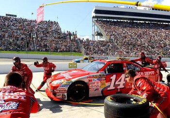 MARTINSVILLE, VA - MARCH 29: Tony Stewart, driver of the #14 Office Depot Chevrolet, pits during the NASCAR Sprint Cup Series Goody's Fast Pain Relief 500 at the Martinsville Speedway on March 29, 2009 in Martinsville, Virginia.  (Photo by Rusty Jarrett/G