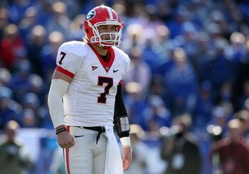 LEXINGTON, KY - NOVEMBER 08: Matthew Stafford #7 of the Georgia Bulldogs is pictured during the game against the Kentucky Wildcats at the Commonwealth Stadium on November 8, 2008 in Lexington, Kentucky. (Photo by Andy Lyons/Getty Images)