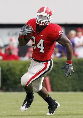 ATHENS, GA - OCTOBER 11:  Knowshon Moreno #24 of the Georgia Bulldogs carries the ball during the game against the Tennessee Volunteers at Sanford Stadium on October 11, 2008 in Athens, Georgia.  (Photo by Kevin C. Cox/Getty Images)