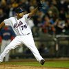 NEW YORK - APRIL 03:  Pitcher Francisco Rodriguez  #75 of the New York Mets pitches during an exhibition game against the Boston Red Sox on April 3, 2009 at Citi Field in the Flushing neighborhood of the Queens borough of New York City. The game marks the