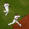NEW YORK - APRIL 03: Second baseman Luis Castillo of the New York Mets comes up short on a fly ball hit by Dustin Pedroia of the Boston Red Sox on April 3, 2009 at Citi Field in the Flushing neighborhood of the Queens borough of New York City. The game ma