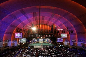 NEW YORK - APRIL 26:  A general view shows the stage during the during the 2008 NFL Draft on April 26, 2008 at Radio City Music Hall in New York City.  (Photo by Jim McIsaac/Getty Images)