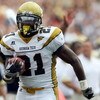 CHESTNUT HILL, MA - SEPTEMBER 06:  Jonathan Dwyer #21 of the Georgia Tech Yellow Jackets runs the ball in for the game winning touchdownagainst the Boston College Eagles on September 6, 2008 at Alumni Stadium in Chestnut Hill, Massachusetts. The Yellow Ja