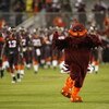 BLACKSBURG - OCTOBER 25:  The mascot of the Virginia Tech Hokies rallies the fans during the game against the Boston College Eagles at Lane Stadium on October 25, 2007 in Blacksburg, Virginia. (Photo by Kevin C. Cox/Getty Images)
