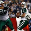 FOXBORO, MA - NOVEMBER 13:  Brett Favre #4 of the New York Jets prepares to throw a pass  against the New England Patriots at Gillette Stadium on November 13, 2008 in Foxboro, Massachusetts. The Jets won 34-31 in overtime. (Photo by Jim Rogash/Getty Image