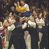 29 Nov 1996:  The French team hold Stefan Edberg of Sweden aloft after France beat Sweden 3-2 to win the Davis Cup in Malmo, Sweden. Edberg played his last competitive match against Cedric Pioline of France. Pioline beat Edberg 6-3, 6-4, 6-3. Mandatory Cr