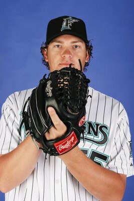 JUPITER, FL - FEBRUARY 22:  Josh Johnson #55 of the Florida Marlins poses during photo day at Roger Dean Stadium on February 22, 2009 in Jupiter, Florida.  (Photo by Doug Benc/Getty Images)