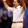 NEW ORLEANS - JANUARY 02:  Head coach Nick Saban of the Alabama Crimson Tide reacts in the third quarter while taking on the Utah Utes during the 75th Allstate Sugar Bowl at the Louisiana Superdome on January 2, 2009 in New Orleans, Louisiana.  (Photo by 