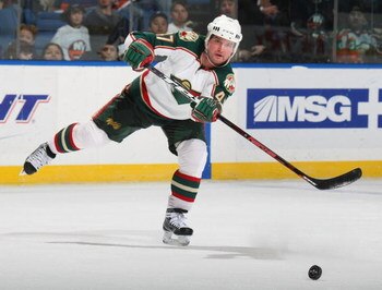 UNIONDALE, NY - MARCH 25:  Marc-Andre Bergeron #47 of the Minnesota Wild skates against the New York Islanders on March 25, 2009 at the Nassau Coliseum in Uniondale, New York.  (Photo by Bruce Bennett/Getty Images)