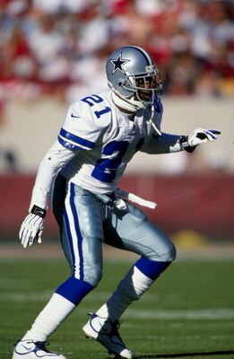 15 Nov 1998: Deion Sanders #21 of the Dallas Cowboys moves during the game against the Arizona Cardinals at Sun Devil Stadium in Tempe, Arizona. The Cowboys defeated the Cardinals 35-28.