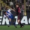6 Dec 2000:   Thomas Helveg of AC Milan tackles Romero of Depotivo La Coruna during the UEFA Champions league match group B between Depotivo La Coruna and AC Milan in Coruna, Spain. Mandatory Credit: Phil Cole/ALLSPORT