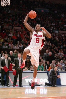 NEW YORK - MARCH 14:  Earl Clark #5 of the Louisville Cardinals makes a layup against the Syracuse Orange during the championship game of the Big East Tournament at Madison Square Garden on March 14, 2009 in New York City. (Photo by: Michael Heiman/Getty 