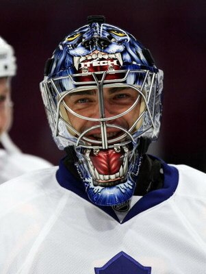 NEW YORK - OCTOBER 17: Goaltender Curtis Joseph #31 of the Toronto Maple Leafs skates during warmups prior to his game against the New York Rangers on October 17, 2008 at Madison Square Garden in New York City. (Photo by Bruce Bennett/Getty Images)