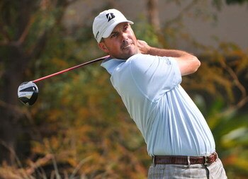 LAS VEGAS- OCTOBER 19: Matt Kuchar tees off the 3rd hole  during the fourth and final round of  the Justin Timberlake Shriners Hospitals for Children Open held at the TPC Summerlin on Sunday, October 19, 2008 in Las Vegas, Nevada. (Photo by Marc Feldman/G