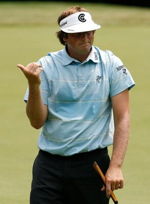 GREENSBORO, NC - AUGUST 16:  Steve Marino reacts to a missed putt on the fifth green during the third round of the 2008 Wyndham Championship at Sedgefield Country Club on August 16, 2008 in Greensboro, North Carolina.  (Photo by Kevin C. Cox/Getty Images)