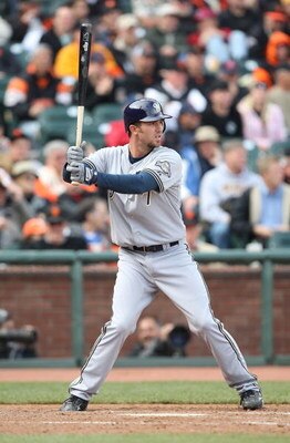 SAN FRANCISCO - APRIL 07:  J.J. Hardy #7 of the Milwaukee Brewers bats against the San Francisco Giants during Opening Day of the Major League Baseball season on April 7, 2009 at AT&T Park in San Francisco, California.  (Photo by Jed Jacobsohn/Getty Image