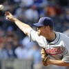 KANSAS CITY, MO - APRIL 15:  Kerry Wood of the Cleveland Indians, wearing a #42 jersey during the Jackie Robinson Day game throws a pitch in the ninth inning against the Kansas City Royals on April 15, 2009 at Kauffman Stadium in Kansas City, Missouri.  (