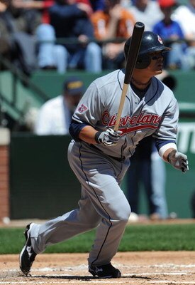 ARLINGTON, TX - APRIL 06:  Shin-soo Choo #17 of the Cleveland Indians at bat against the Texas Rangers during the home opener on April 6, 2009 at Rangers Ballpark in Arlington, Texas.  (Photo by Ronald Martinez/Getty Images)