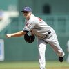 KANSAS CITY, MO - APRIL 15:  Starting pitcher Aaron Laffey of the Cleveland Indians, wearing a #42 jersey during the Jackie Robinson Day game throws a pitch against the Kansas City Royals on April 15, 2009 at Kauffman Stadium in Kansas City, Missouri.  (P