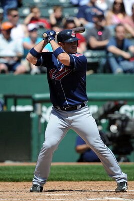 ARLINGTON, TX - APRIL 09:  Kelly Shoppach #10 of the Cleveland Indians on April 9, 2009 at Rangers Ballpark in Arlington, Texas.  (Photo by Ronald Martinez/Getty Images)