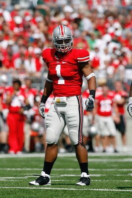 COLUMBUS, OH - SEPTEMBER 06:  Marcus Freeman #1 of the Ohio State Buckeyes walks on the field during the game against the Ohio Bobcats at Ohio Stadium on September 6, 2008 in Columbus, Ohio.  (Photo by Kevin C. Cox/Getty Images)