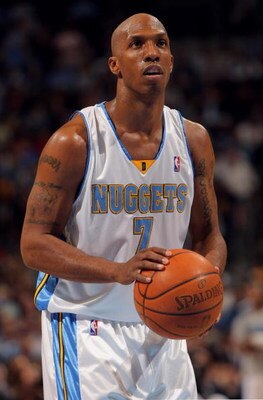 DENVER - APRIL 19:  Chauncey Billups #7 of the Denver Nuggets takes a free throw against the New Orleans Hornets in Game One of the Western Conference Quarterfinals during the 2009 NBA Playoffs at Pepsi Center on April 19, 2009 in Denver, Colorado. Billup