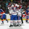 UNIONDALE, NY - NOVEMBER 01: The Montreal Canadiens celebrate a goal against the New York Islanders on November 1, 2008 at Nassau Coliseum in Uniondale, New York. The Canadiens defeated the Isles 5-4. (Photo by Jim McIsaac/Getty Images)