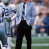 1986:  Head coach Tom Landry of the Dallas Cowboys walks on the field during the 1987 season.  Tom Landry coached the Cowboys from 1960 to 1988, leading them to two Super Bowl victories.  (Photo by Stephen Dunn/Getty Images)