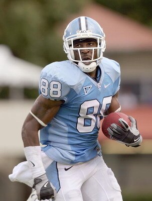 CHAPEL HILL - OCTOBER 25: Hakeem Nicks #88 of the North Carolina Tar Heels carries the ball during the game against the Boston College Eagles at Kenan Stadium on October 25, 2008 in Chapel Hill, North Carolina. (Photo by: Streeter Lecka/Getty Images)
