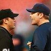 MIAMI - JUNE 12:   Manager Eric Wedge #22 of the Cleveland Indians argues with first base umpire Brian Knight #91 after first baseman Travis Hafner #48 missed a tag on Alfredo Amezaga #4 of the Florida Marlins during interleague play at Dolphin Stadium on