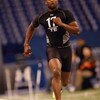 INDIANAPOLIS, IN - FEBRUARY 21:  Tight end Brandon Pettigrew of Oklahoma State runs the 40 yard dash during the NFL Scouting Combine presented by Under Armour at Lucas Oil Stadium on February 21, 2009 in Indianapolis, Indiana. (Photo by Scott Boehm/Getty 