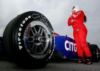 KANSAS CITY, KS - APRIL 25: Milka Duno, driver of the #23 CITGO Dreyer and Reinbold Racing Dallara Honda during practice for the IRL IndyCar Series  Road Runner Turbo Indy 300 on April 25, 2009 at the Kansas Speedway in Kanss City, Kansas.  (Photo by Darr