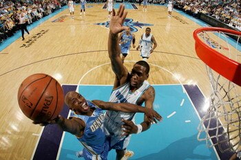 NEW ORLEANS - APRIL 27:  Chauncey Billups #7 of the Denver Nuggets makes a shot over Rasual Butler #45 of the New Orleans Hornets in Game Four of the Western Conference Quarterfinals during the 2009 NBA Playoffs at New Orleans Arena on April 27, 2009 in N